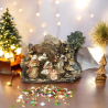 Grotta Capanna effetto Roccia PRESEPE di Natale Completa di Natività da 8 Pezzi con 3 Re Magi 16x7x h.12 cm