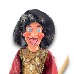 Befana con Vestito in Raso con Ragnatele con Luci e Suoni -  60 Cm