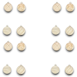 Set di 12 Palline Natalizie in Vetro 8 cm Decorate Eleganti e Raffinate Oro e Bianco