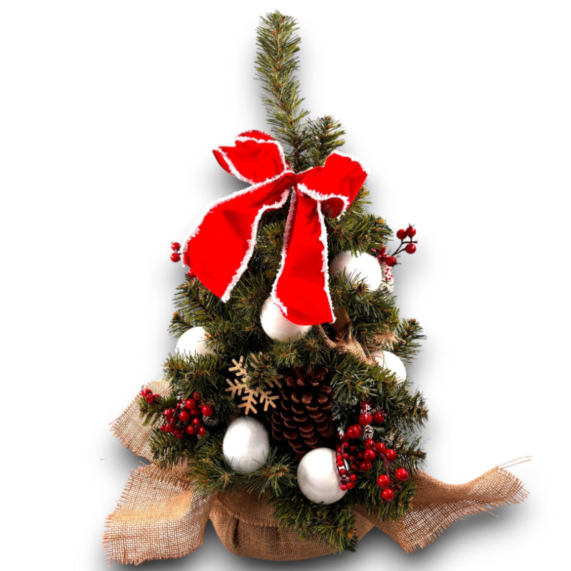 Albero in PVC - Verde - 60 cm - Bacche, Pigne e Sfere - CEN-88042