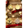 Set di 12 Palline Natalizie in Vetro Eleganti e Raffinate 8 cm Decorate Oro 