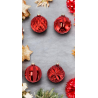 Set di 12 Palline Natalizie in Vetro 8 cm Decorate Eleganti e Raffinate Rossa
