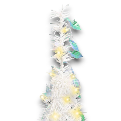 Albero di Natale Bianco Slim Richiudibile Pop-UP TINSEL con Luci Led per esterno - 180 cm - 108 Led