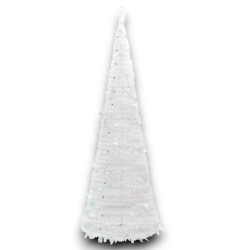 Albero di Natale Bianco Slim Richiudibile Pop-UP TINSEL con Luci Led per esterno - 180 cm - 108 Led