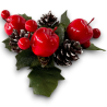 3 Girocandela Con Pigne, Bacche e Mele - 10 cm - CEN-86475