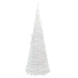 Albero di Natale Bianco Slim Richiudibile Pop-UP TINSEL con Luci Led per esterno, 150 cm - 90 led