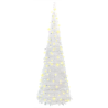 Albero di Natale Bianco Slim Richiudibile Pop-UP TINSEL con Luci Led per esterno, 150 cm - 90 led