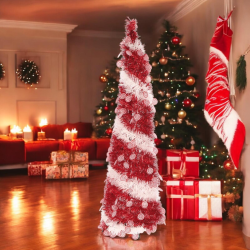 Star - Albero di Natale Rosso - Con Decorazioni - 33x120 cm - 105090