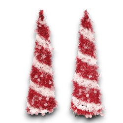Star - Albero di Natale Rosso - Con Decorazioni - 33x120 cm - 105090