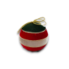8x Palline di Natale in Velluto Sfera Infrangibile in Plastica Verde STRINGATE 10 cm rosso e avorio