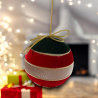 8x Palline di Natale in Velluto Sfera Infrangibile in Plastica Verde STRINGATE 10 cm rosso e avorio
