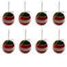 8x Palline di Natale in Velluto Sfera Infrangibile in Plastica Verde STRINGATE 10 cm rosso e avorio