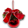Palla Gigante Decorata con Rami, Fiocco, Palline - 20 Cm - Rossa - FL-90440