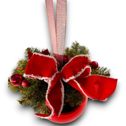Palla Gigante Decorata con Rami, Fiocco, Palline - 20 Cm - Rossa - FL-90440