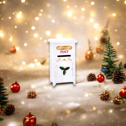 Christmas Cassetta Postale per Letterina di Babbo Natale da tavolo Rosso e Bianco 30 cm