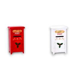 Christmas Cassetta Postale per Letterina di Babbo Natale da tavolo Rosso e Bianco 30 cm