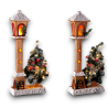Lampione Natalizio in Legno con Albero di Natale h. 60 cm, Bianco innevato con 48 Luci LED Base 24x12cm