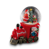 Palla di Neve in Vetro Natalizia con Base Trenino di Babbo Natale Musicale - Luci Led e MUSICHE Natalizie Decorazioni 16x13x18 c