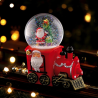 Palla di Neve in Vetro Natalizia con Base Trenino di Babbo Natale Musicale - Luci Led e MUSICHE Natalizie Decorazioni 16x13x18 c