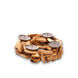 Portacandele in Legno Naturale, Candelabro Candeliere Stile Nordico 4 Candele, 30 cm