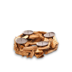 Portacandele in Legno Naturale, Candelabro Candeliere Stile Nordico 4 Candele, 30 cm