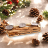 Portacandele in Legno Naturale, Candelabro Candeliere Stile Nordico a 3 candele, 34x12x11 cm
