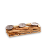 Portacandele in Legno Naturale, Candelabro Candeliere Stile Nordico a 3 candele, 34x12x11 cm