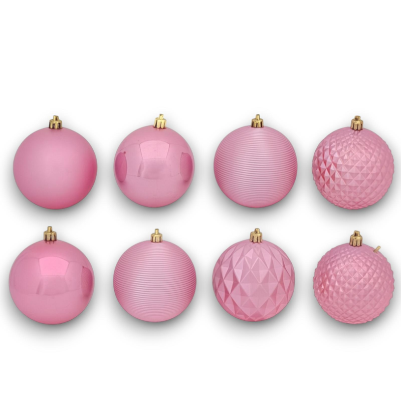 Set 8 Palline Assortite - 10 cm - Rosa