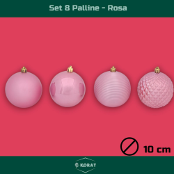 Set 8 Palline Assortite - 10 cm - Rosa