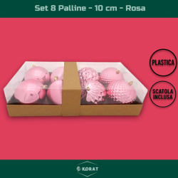 Set 8 Palline Assortite - 10 cm - Rosa