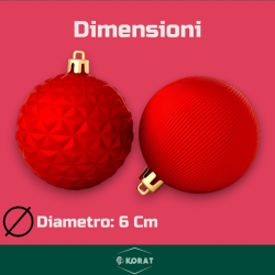 Set 12 Palline Assortite - 6 cm - Rosso