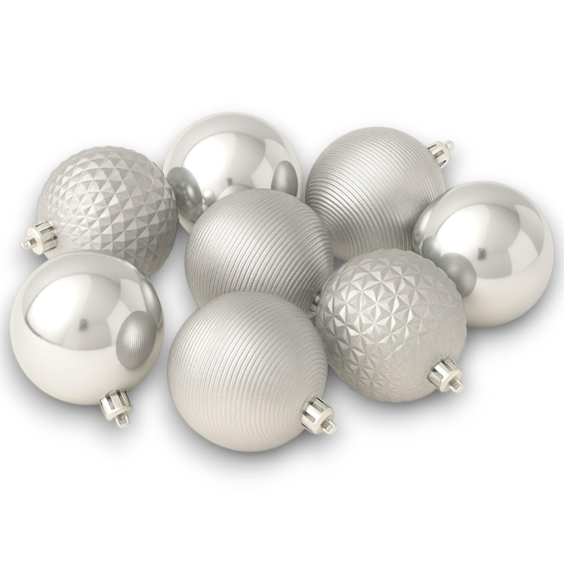 Set 12 Palline Assortite - 6 cm - Argento