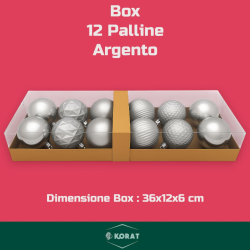 Set 12 Palline Assortite - 6 cm - Argento