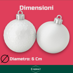 Set 12 Palline Assortite - 6 cm - Bianco
