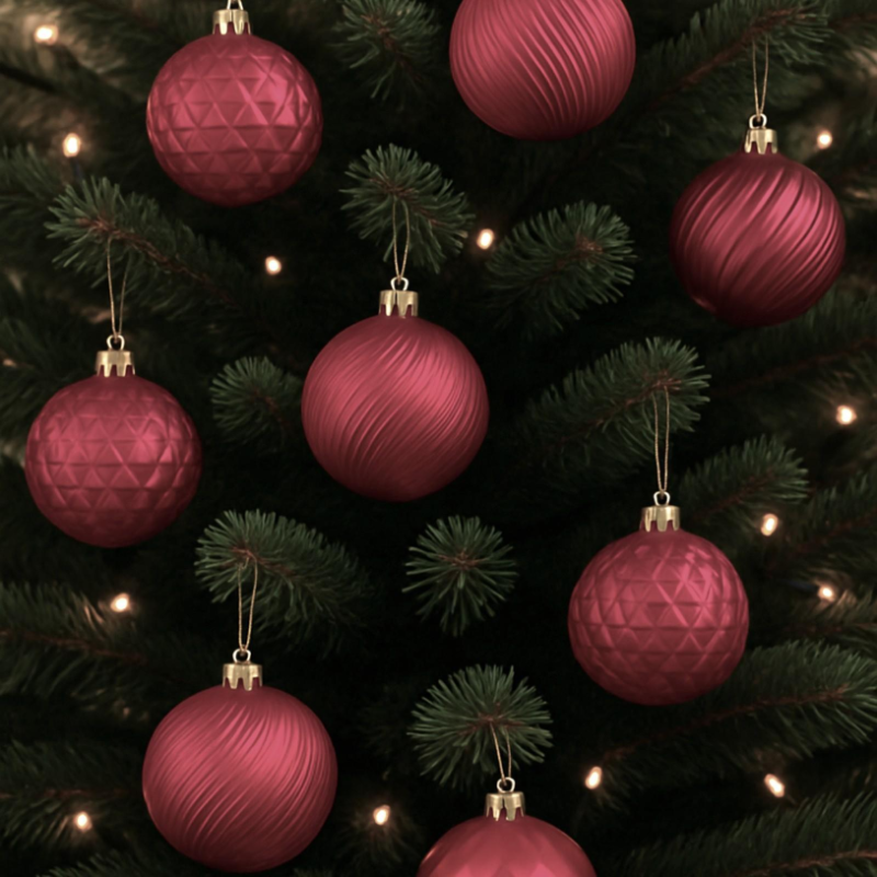 Set 12 Palline Assortite - 8 cm - Rosa