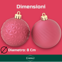 Set 12 Palline Assortite - 8 cm - Rosa