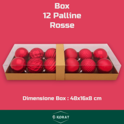 Set 12 Palline Assortite - 8 cm - Rosso