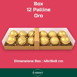 Set 12 Palline Assortite - 8 cm - Oro