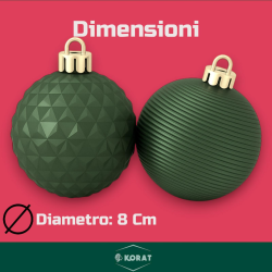 Set 12 Palline Assortite - 8 cm - Verde Scuro