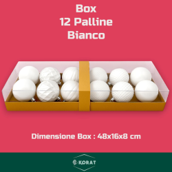 Set 12 Palline Assortite - 8 cm - Bianco