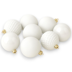 Set 12 Palline Assortite - 8 cm - Bianco