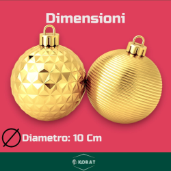 Set 8 Palline Assortite - 10 cm - Oro