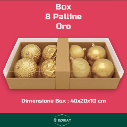 Set 8 Palline Assortite - 10 cm - Oro