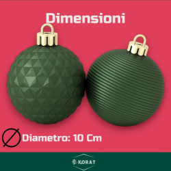 Set 8 Palline Assortite - 10 cm - Verde Scuro