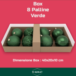 Set 8 Palline Assortite - 10 cm - Verde Scuro