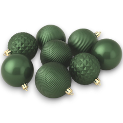 Set 8 Palline Assortite - 10 cm - Verde Scuro