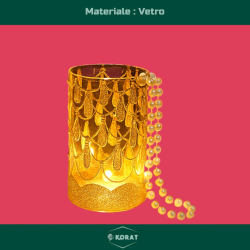 Vaso in Vetro con Decorazioni Oro con Luci - 20 cm