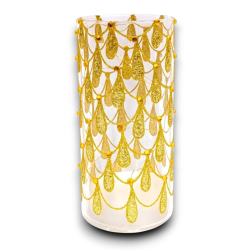 Vaso in Vetro con Decorazioni Oro con Luci - 20 cm