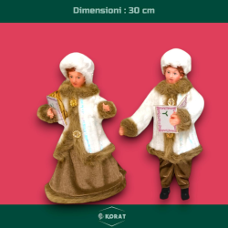 Famiglia Natalizia set da 4 Statuine con Abito Bianco/Marrone - 30/45 Cm