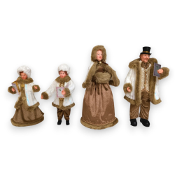 Famiglia Natalizia set da 4 Statuine con Abito Bianco/Marrone - 30/45 Cm